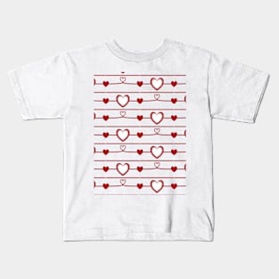 Red Hearts Pattern Kids T-Shirt